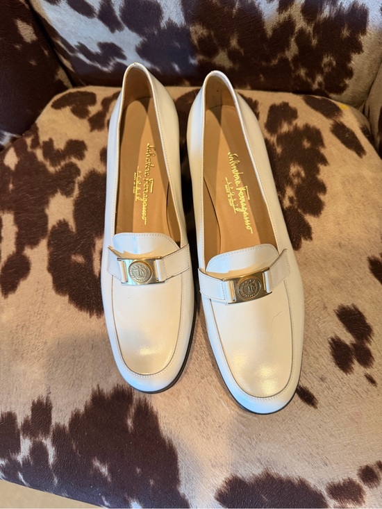 Salvatore Ferragamo Shoes - Salvatore Ferragamo White Leather Bit Loafers
